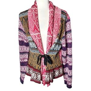 Sundance Gretchen Wool Blend Fair Isle Cardigan Large